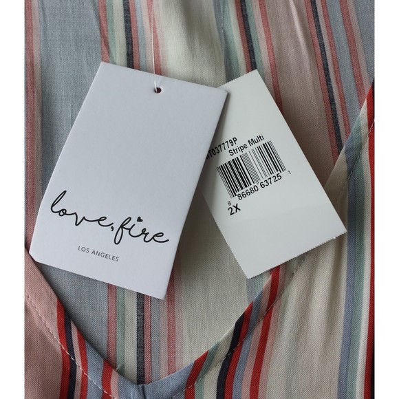 Love Fire Women Plus Size 2x Streipe Multi Peplum Sleeveless Rayon Top Blouse - Picture 5 of 5